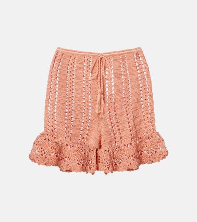 Anna Kosturova Anna Kosturova Crochet ruffled cotton shorts
