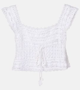 Anna Kosturova Anna Kosturova Deauville crochet cotton crop top
