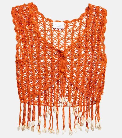Anna Kosturova Anna Kosturova Embellished crochet crop top