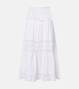 Anna Kosturova Anna Kosturova Filigree crochet-trimmed cotton midi skirt