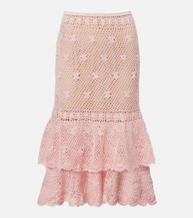 Anna Kosturova Anna Kosturova Florence crochet ruffled cotton midi skirt