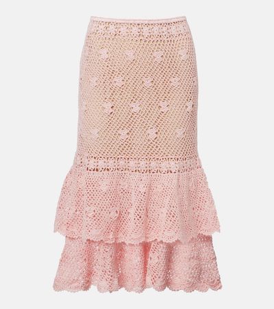 Anna Kosturova Anna Kosturova Florence crochet ruffled cotton midi skirt