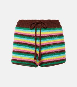 Anna Kosturova Anna Kosturova Striped crochet cotton shorts