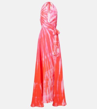 Anna Kosturova Anna Kosturova Tie-dye halterneck silk wrap dress
