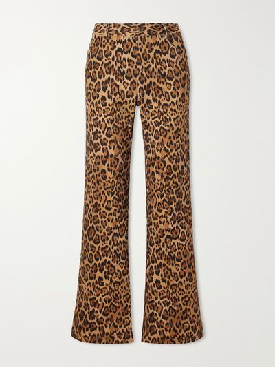 ANNA SUI Animal-print cotton-blend wide-leg pants