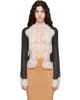 Anna Sui Anna Sui Black & Off-White Lingerie Lace Knit Cardigan - 1