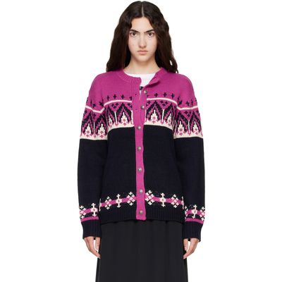 Anna Sui Anna Sui Black & Purple Fair Isle Knit Cardigan
