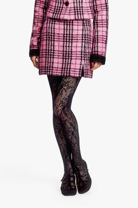 Anna Sui Anna Sui Black and Pink Plaid Mini Skirt