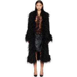 Anna Sui Anna Sui Black Belted Faux-Suede Coat