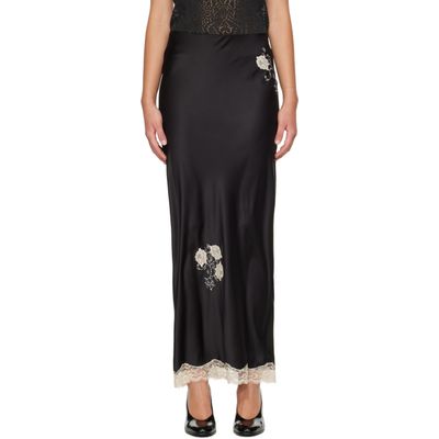 Anna Sui Anna Sui Black Lingerie Satin Maxi Skirt