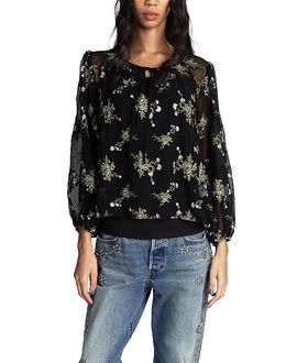 Anna Sui Anna Sui Bluebell Embroidered Chiffon Blouse