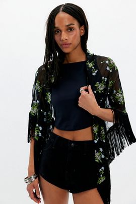 Anna Sui Anna Sui Bluebell Embroidered Shawl