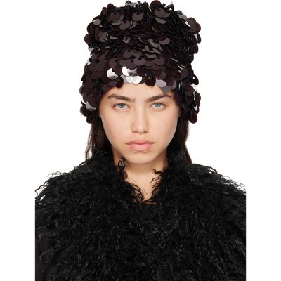 Anna Sui Anna Sui Brown & Black Pailettes Beanie