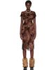 Anna Sui Anna Sui Brown Dahlia Tulle Knit Midi Dress - 1
