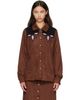 Anna Sui Anna Sui Brown Faux-Suede Appliqué Overshirt - 1