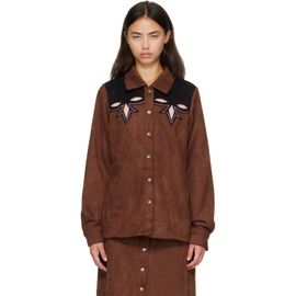 Anna Sui Anna Sui Brown Faux-Suede Appliqué Overshirt