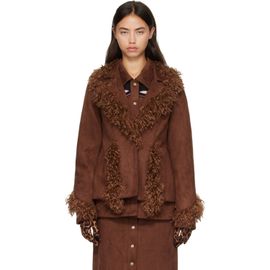 Anna Sui Anna Sui Brown Faux-Suede Jacket