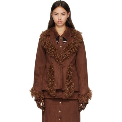 Anna Sui Anna Sui Brown Faux-Suede Jacket