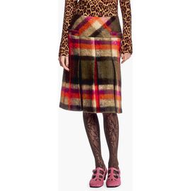Anna Sui Anna Sui Brushed Wool Plaid Pleated Skirt