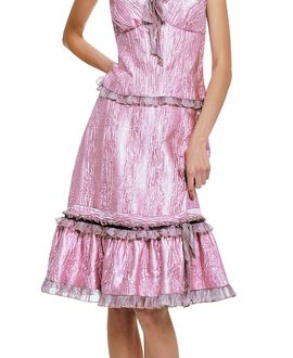 Anna Sui Anna Sui Crushed Satin Ruffle Midi Skirt
