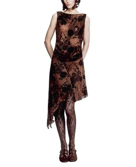 Anna Sui Anna Sui Dahlia Tulle Knit Asymmetrical Dress