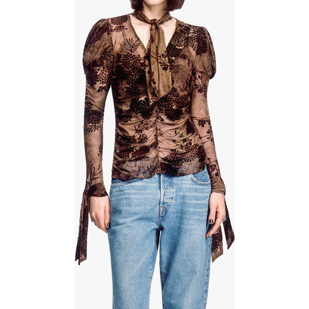 Anna Sui Anna Sui Dahlia Tulle Knit Long Sleeve Top