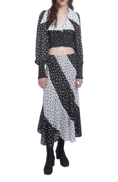Anna Sui Anna Sui Ditsy Dot Chiffon Contrast Flowy Skirt