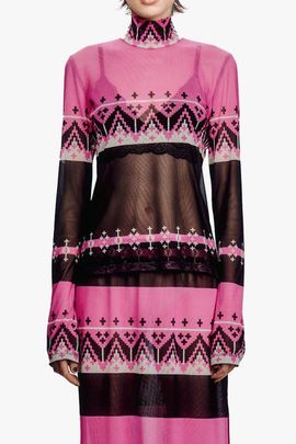 Anna Sui Anna Sui Fair Isle Mesh Turtleneck