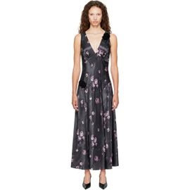 Anna Sui Anna Sui Gray Floral Appliqué Maxi Dress