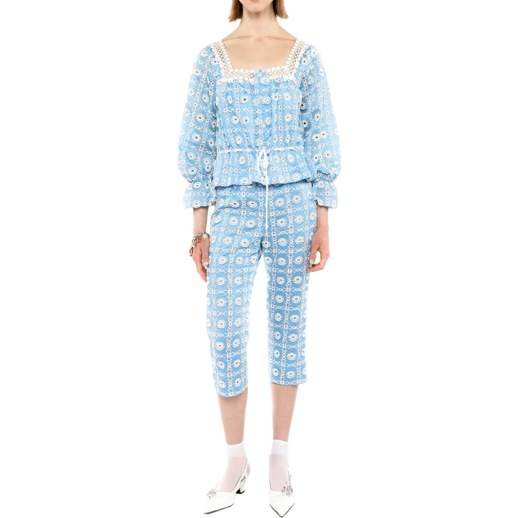 Anna Sui Anna Sui Lattice Lace Embroidery Capri Pants
