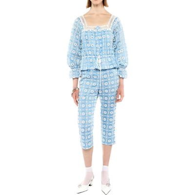 Anna Sui Anna Sui Lattice Lace Embroidery Capri Pants