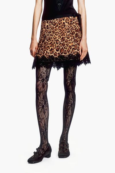 Anna Sui Anna Sui Leopard Denim Kilt