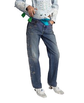 Anna Sui Anna Sui Stone Wash Studded Denim Jeans