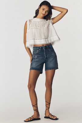 Anna Sui Studded Denim Shorts