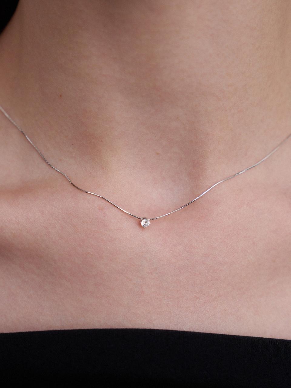 ANNAFLAIR1986 3mm White Crystal Necklace