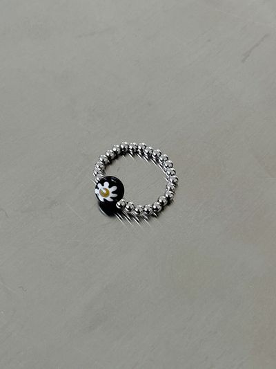 ANNAFLAIR1986 Black Ball Point Ring