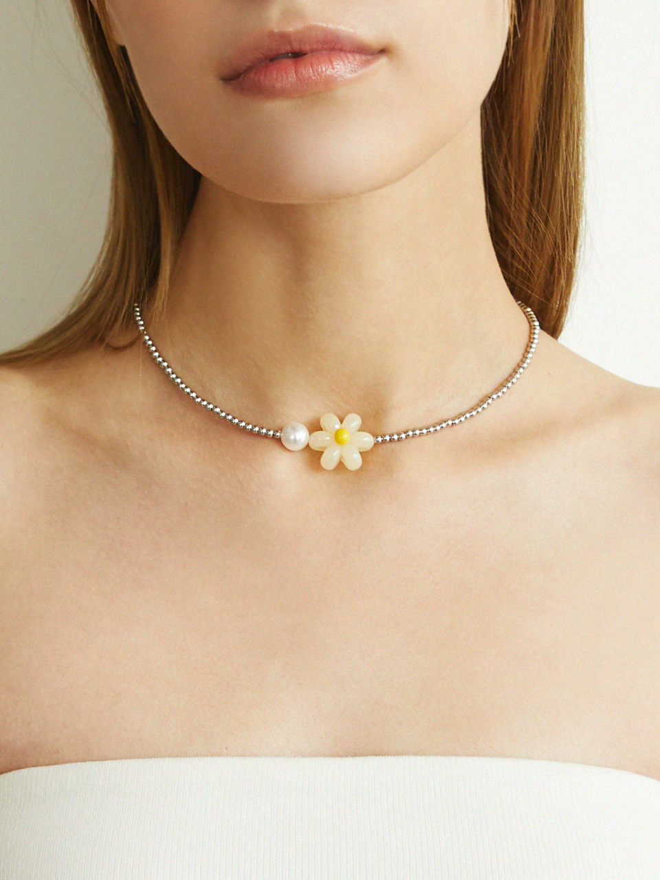 ANNAFLAIR1986 Flower Point Pearl Necklace