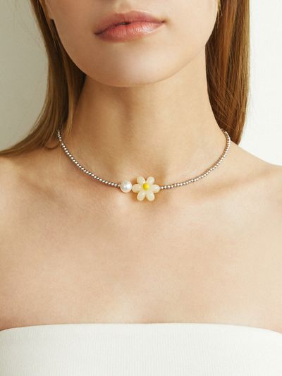 ANNAFLAIR1986 Flower Point Pearl Necklace