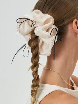 ANNAFLAIR1986 French Ribbon Lightweight Poly Hair Scrunchie (AH2240005)