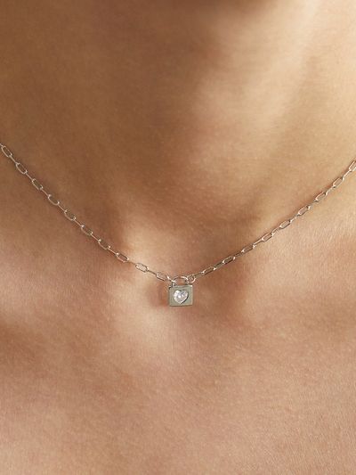 ANNAFLAIR1986 Lock Heart Cubic Necklace _ 2 Colors