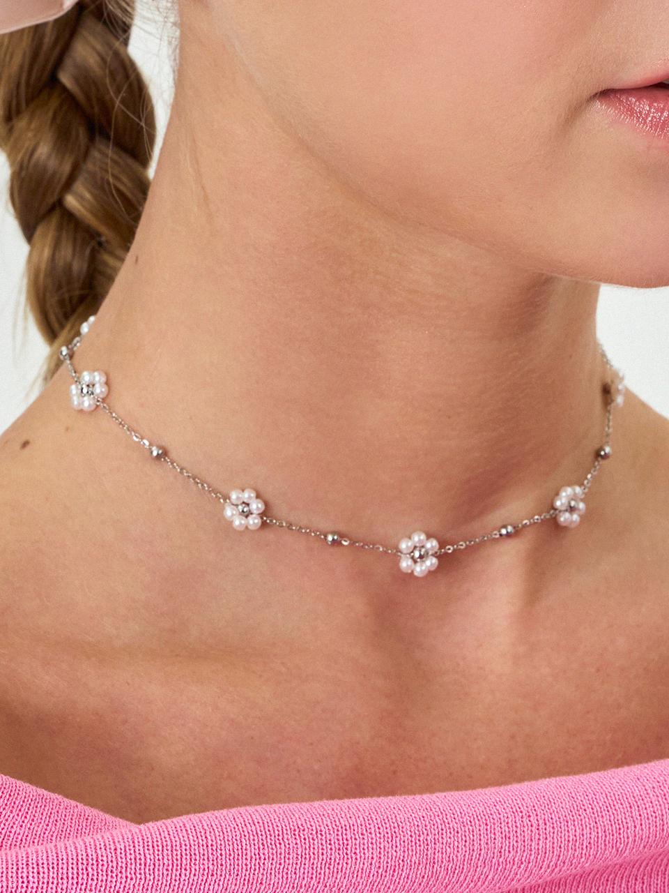 ANNAFLAIR1986 Pearl Flower Chain Necklace