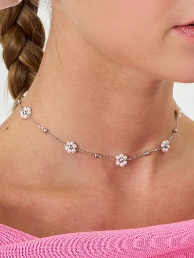 ANNAFLAIR1986 Pearl Flower Chain Necklace