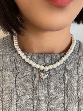 ANNAFLAIR1986 Pearl Heart Pendant Necklace (2 Colors) AN422014