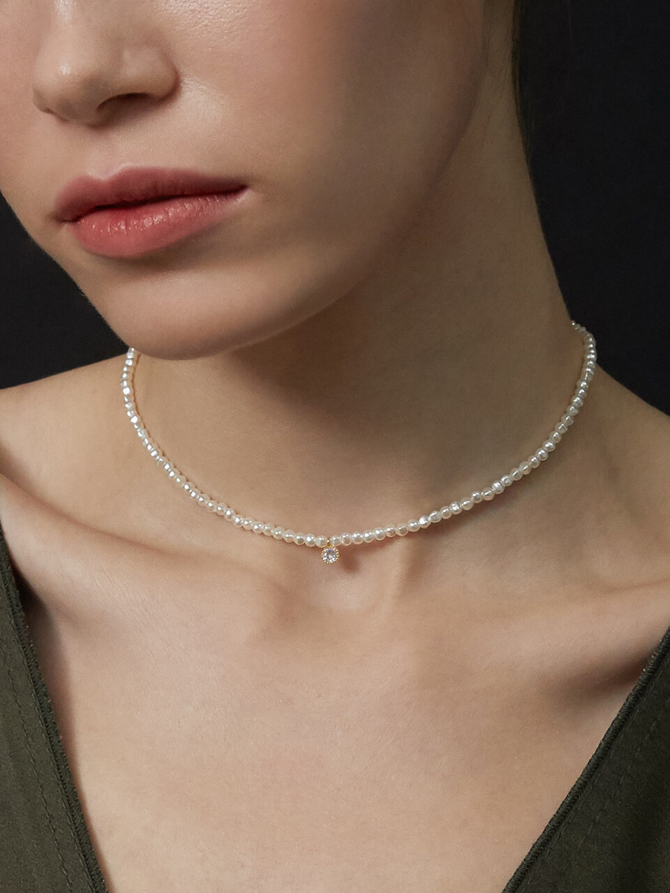 ANNAFLAIR1986 Pearl Tiny Pendant Necklace AN422002
