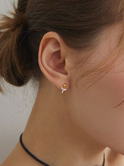 ANNAFLAIR1986 [Silver 925] Bud Flower Earrings (2 Colors)