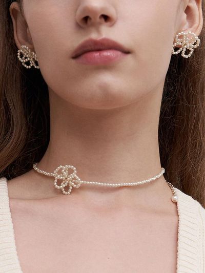 ANNAFLAIR1986 Twinkle Pearl Flower Necklace