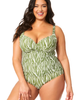 Anne Cole Anne Cole Women's Plus Sierra Woodblock Underwire Surplice One Piece Swimsuit  - 1