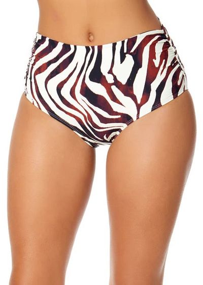 Anne Cole Anne Cole Women's Tiger Dance Fold Over High Waist Shirred Bikini Swim Bottom