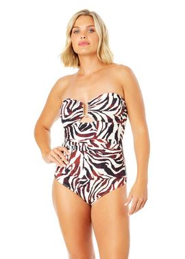 Anne Cole Anne Cole Women's Tiger Dance Ring Front Bandeau One Piece Swimsuit 