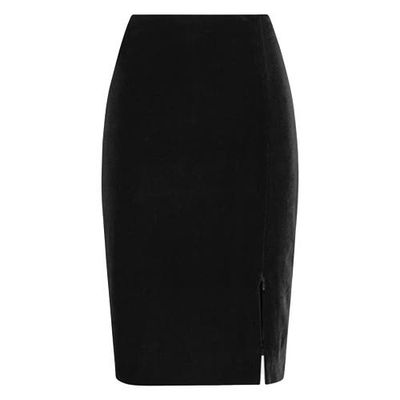 Anne Fontaine Anne Fontaine Women 's Skirt Etoile Black Designer Skirt With Adjustable Zippered Waist And Side Slit 
